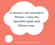 One of our Ardossan team fondly remembers Miriam, who is much missed.